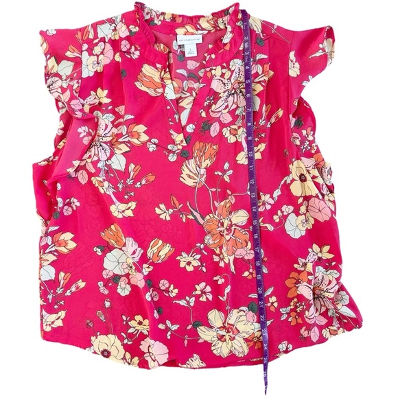 Liz Claiborne Floral Sleeveless Blouse Spring Easter NEW NWT pink Easter L #908 - Picture 8 of 10